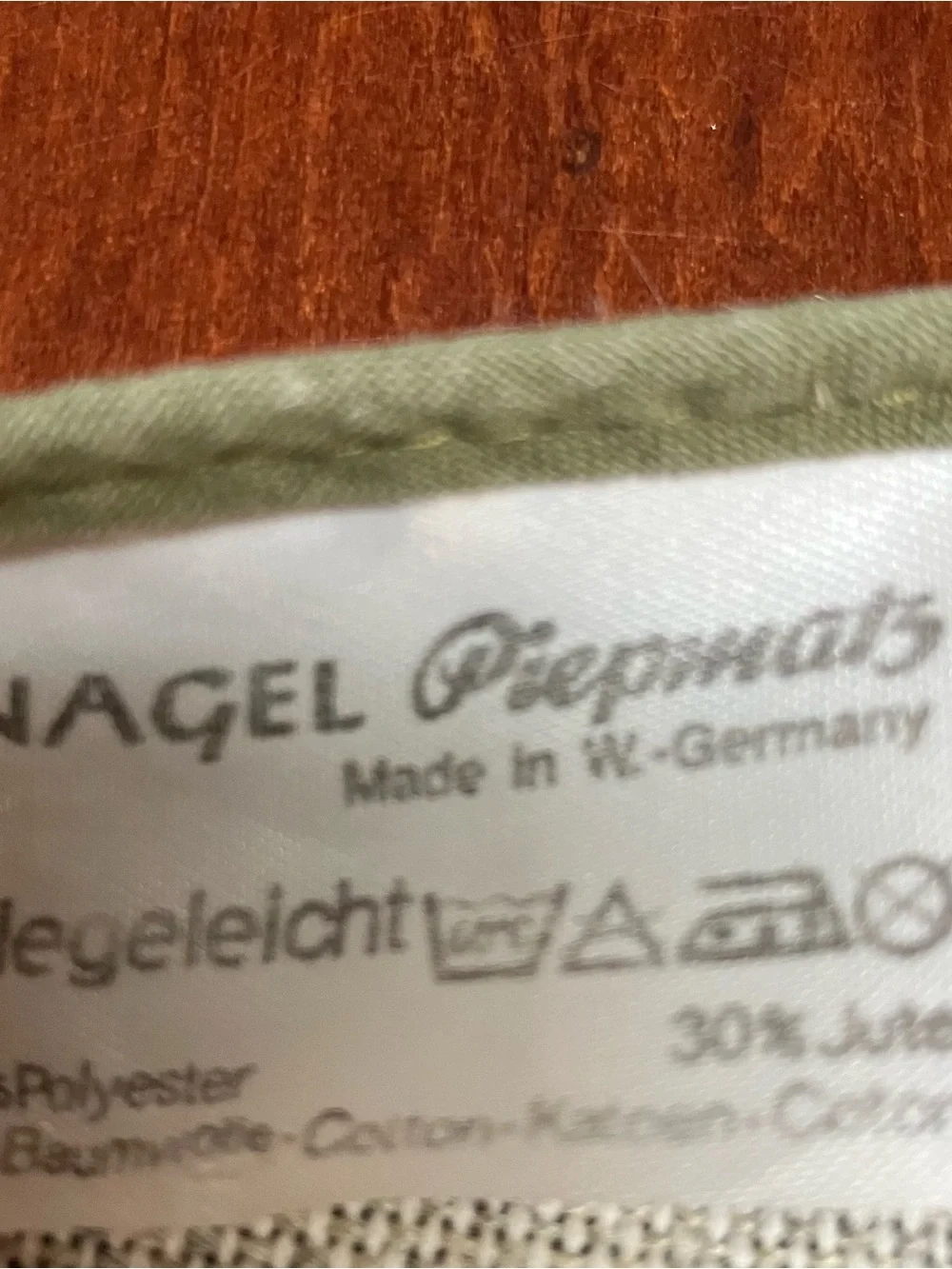 VTG West German 60” Round Table Cloth Green Folk Peasant Cottagecore Granny